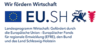 EU.SH Landesprogramm Wirtschaft: Gefördert durch die Europäische Union – Europäischer Fonds für regionale Entwicklung (EFRE), den Bund und das Land Schleswig-Holstein